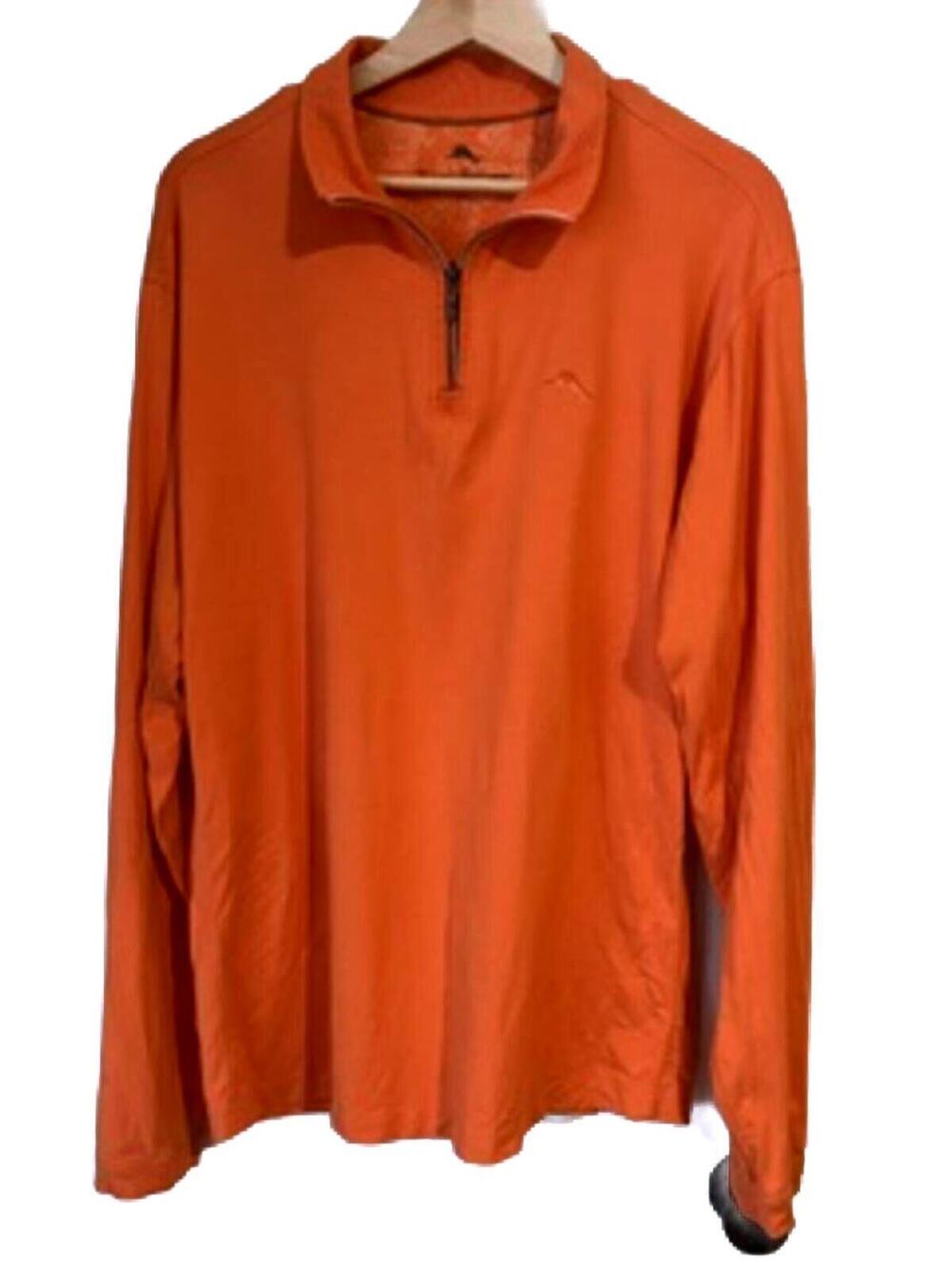 Tommy Bahama Orange Quarter Zip Long Sleeve Pullover Shirt XL